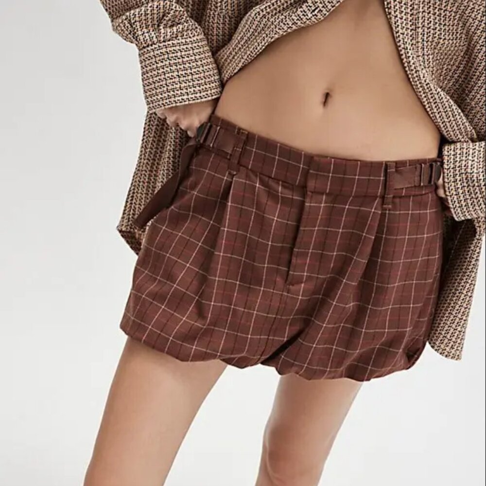 Free People Saturn Bubble Mini Skirt Brown Combo - Picture 2 of 4